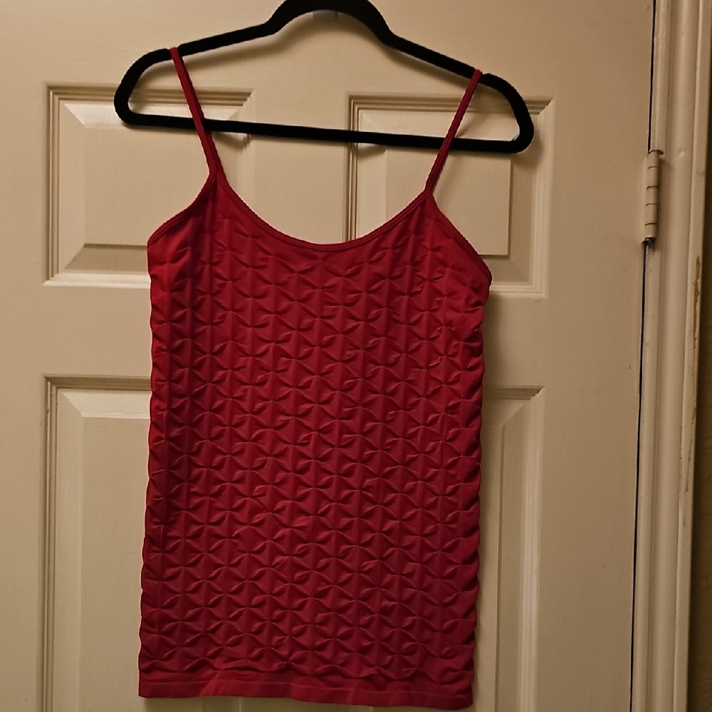 Textured Red Spaghetti-Strap Camisole